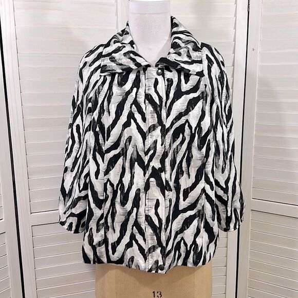 Chico's Jacket Size 3 XL Size 16 Zebra Animal Print - Picture 2 of 15